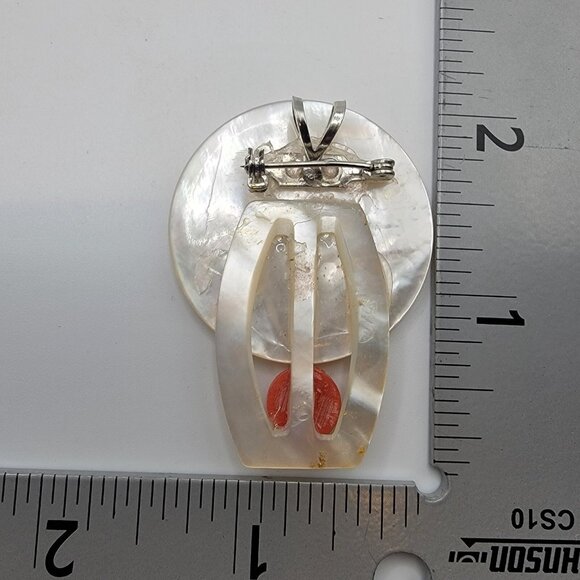 Vintage Abalone Shell Floral Brooch Pin‎ Pendant - Picture 3 of 3